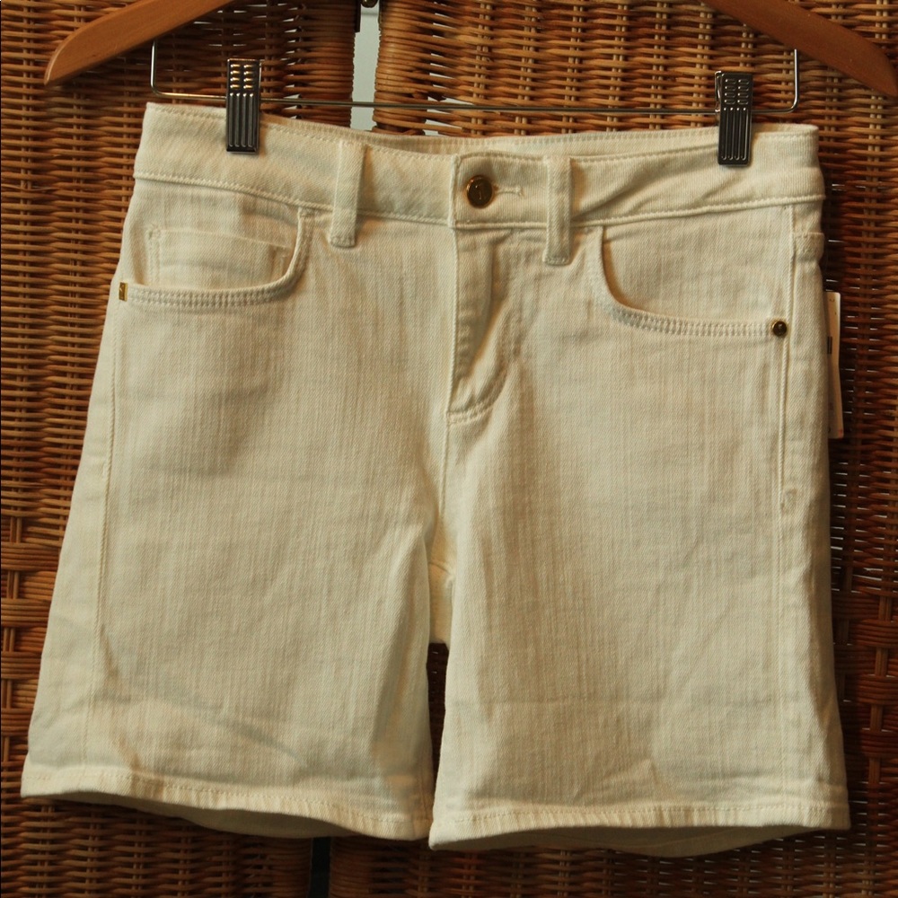 Anthropologie Script White Jean Shorts